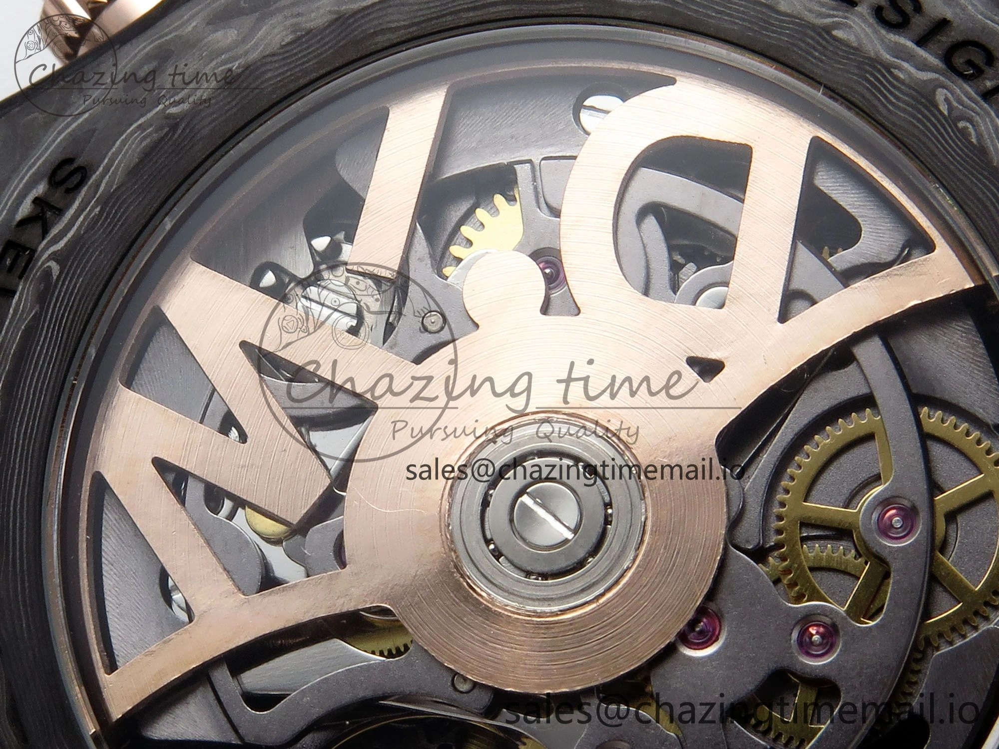 Daytona DIW Black Carbon DIWF Best Edition Skeleton Dial Green Diamonds Bezel on Brown Nylon Strap DD4801