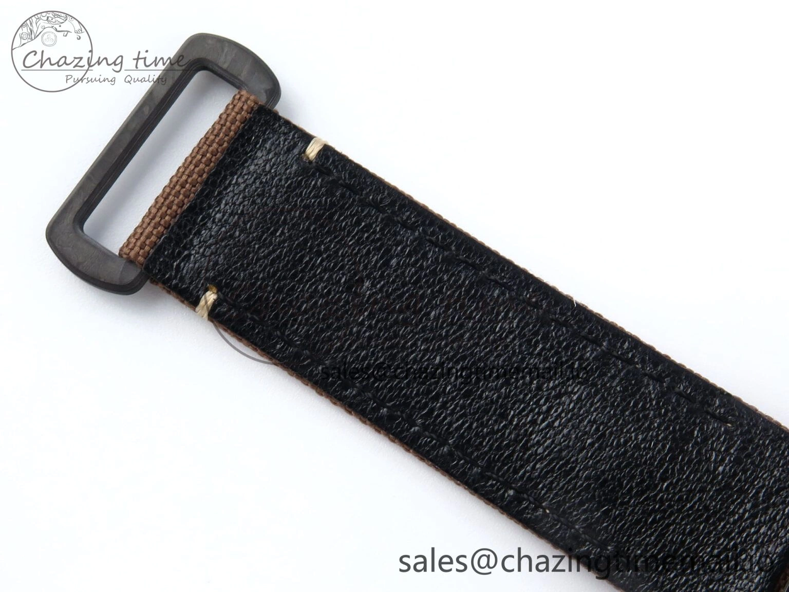 Daytona DIW Black Carbon DIWF Best Edition Skeleton Dial Green Diamonds Bezel on Brown Nylon Strap DD4801
