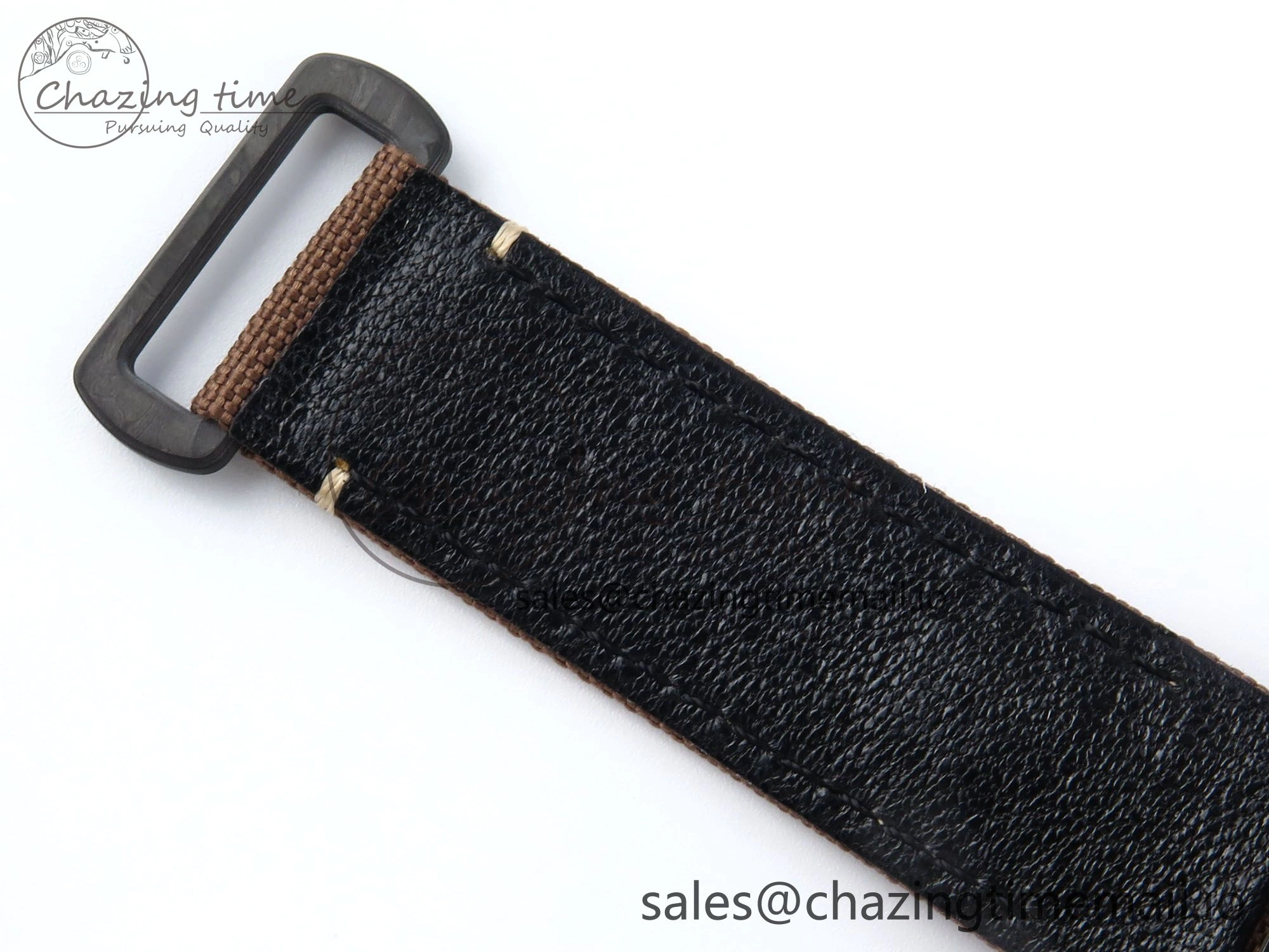 Daytona DIW Black Carbon DIWF Best Edition Skeleton Dial Green Diamonds Bezel on Brown Nylon Strap DD4801