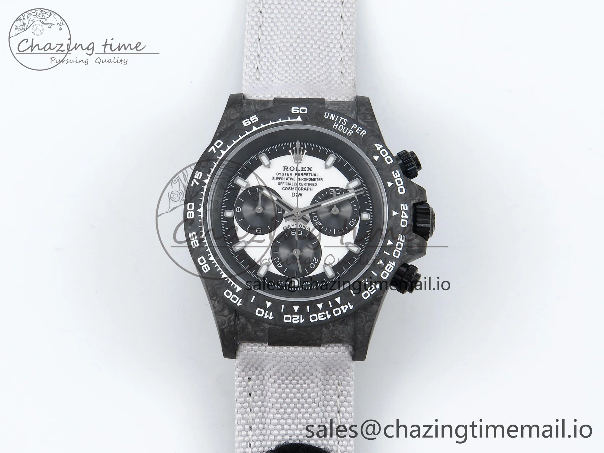 Daytona DIW Black Carbon DIWF Best Edition White Black Dial on White Nylon Strap DD4801