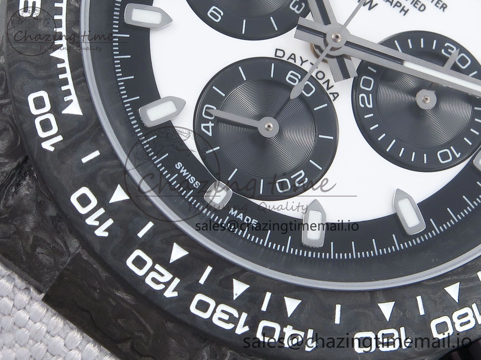 Daytona DIW Black Carbon DIWF Best Edition White Black Dial on White Nylon Strap DD4801