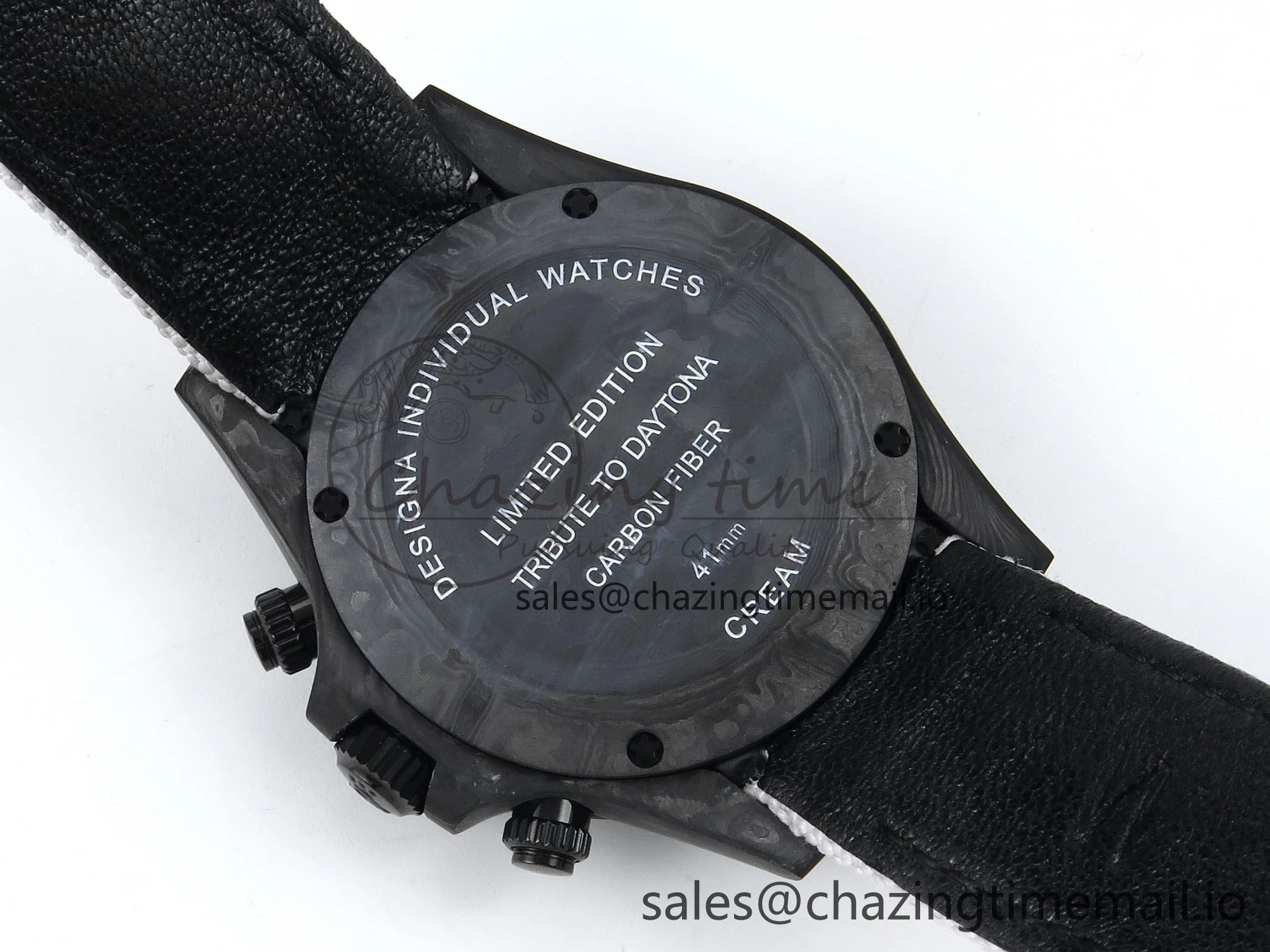 Daytona DIW Black Carbon DIWF Best Edition White Black Dial on White Nylon Strap DD4801