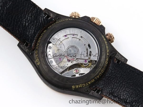 Daytona DIW Carbon Case DIWF Edition Black Dial Rainbow Diamonds Bezel on Brown Nylon Strap A7750