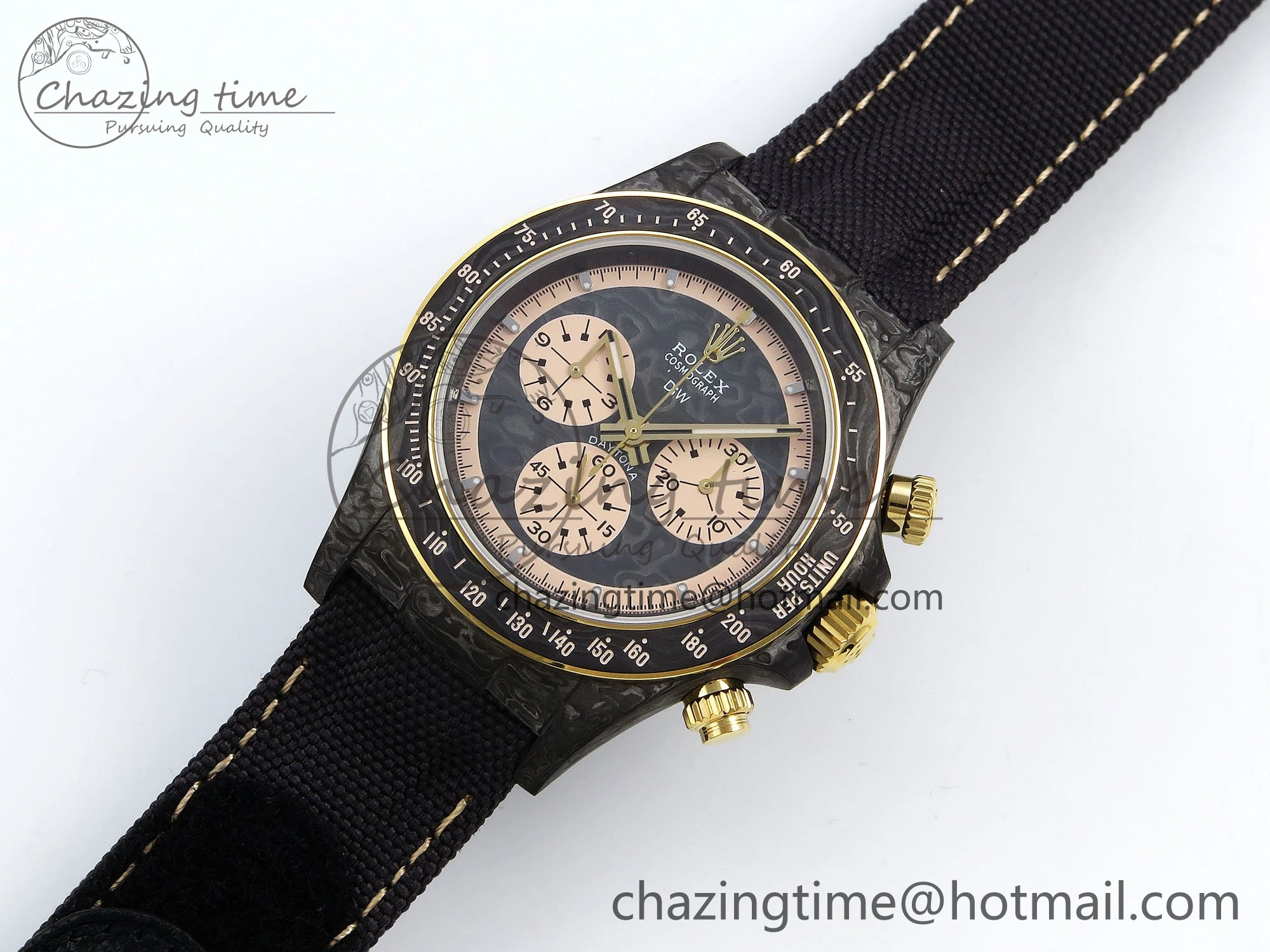Daytona DIW Carbon Case DIWF Edition Carbon Cream Dial on Black Nylon Strap A7750