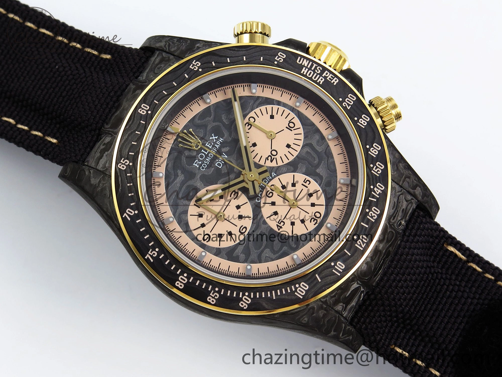 Daytona DIW Carbon Case DIWF Edition Carbon Cream Dial on Black Nylon Strap A7750