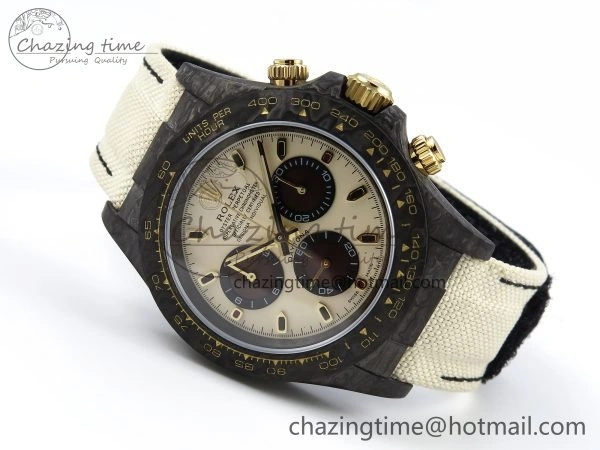 Daytona DIW Carbon Case DIWF Edition Cream Brown Dial on White Nylon Strap A7750