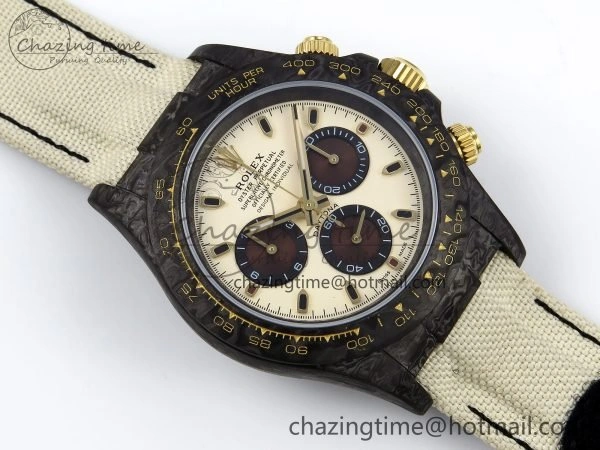 Daytona DIW Carbon Case DIWF Edition Cream Brown Dial on White Nylon Strap A7750