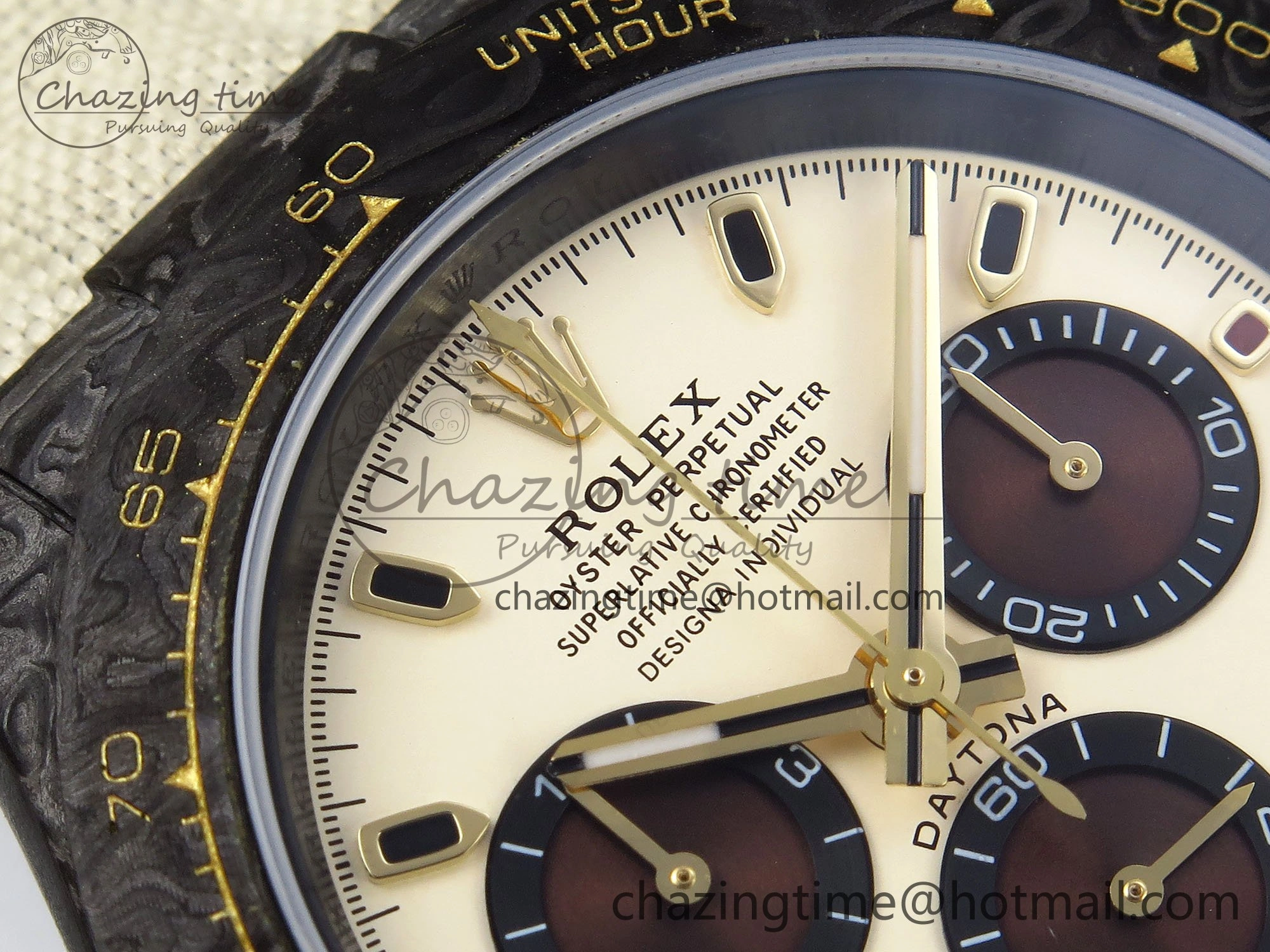 Daytona DIW Carbon Case DIWF Edition Cream Brown Dial on White Nylon Strap A7750