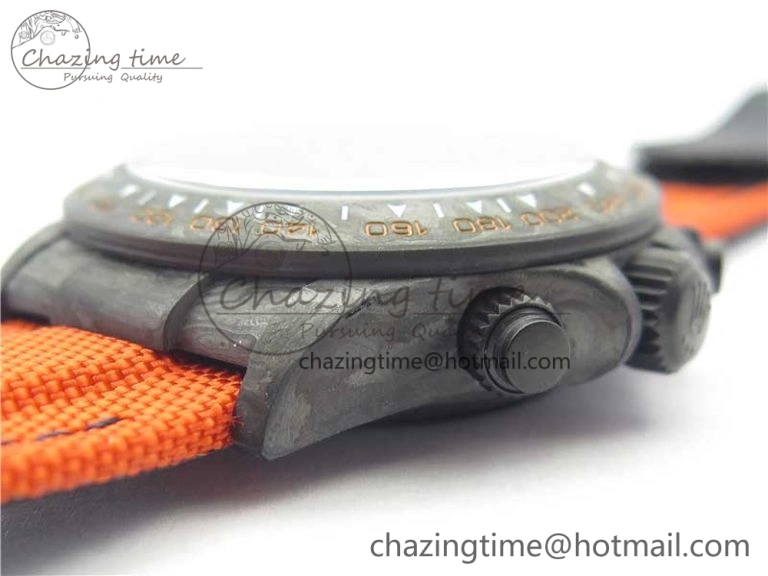 Daytona DIW Carbon Case and Bezel Black Orange Dial on Orange Nylon Strap A7750