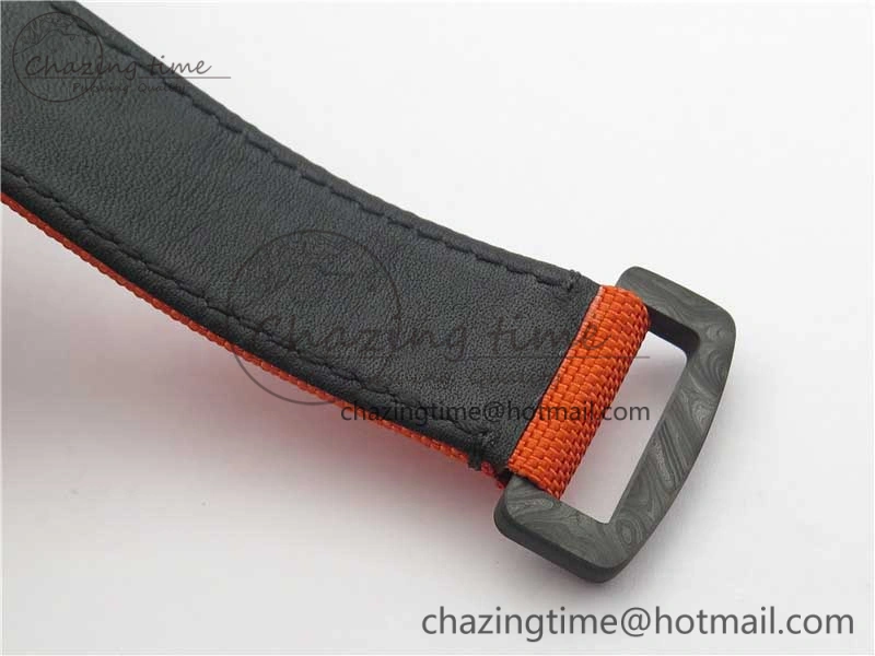 Daytona DIW Carbon Case and Bezel Black Orange Dial on Orange Nylon Strap A7750