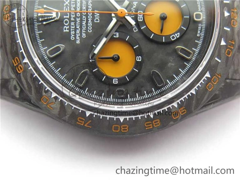 Daytona DIW Carbon Case and Bezel Black Orange Dial on Orange Nylon Strap A7750