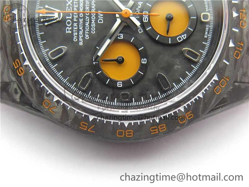 Daytona DIW Carbon Case and Bezel Black Orange Dial on Orange Nylon Strap A7750