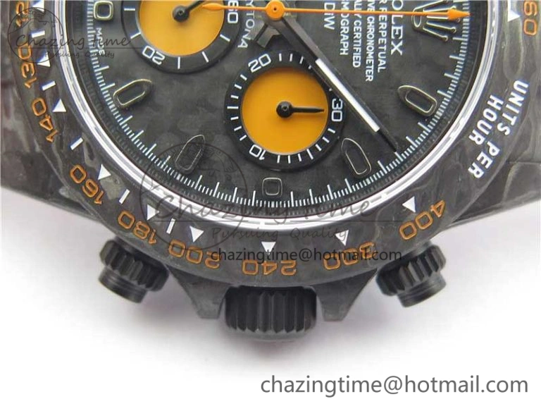 Daytona DIW Carbon Case and Bezel Black Orange Dial on Orange Nylon Strap A7750