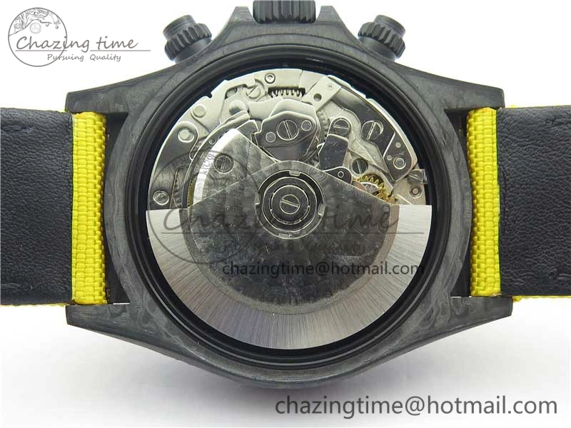 Daytona DIW Carbon Case and Bezel Black Yellow Dial on Yellow Nylon Strap A7750