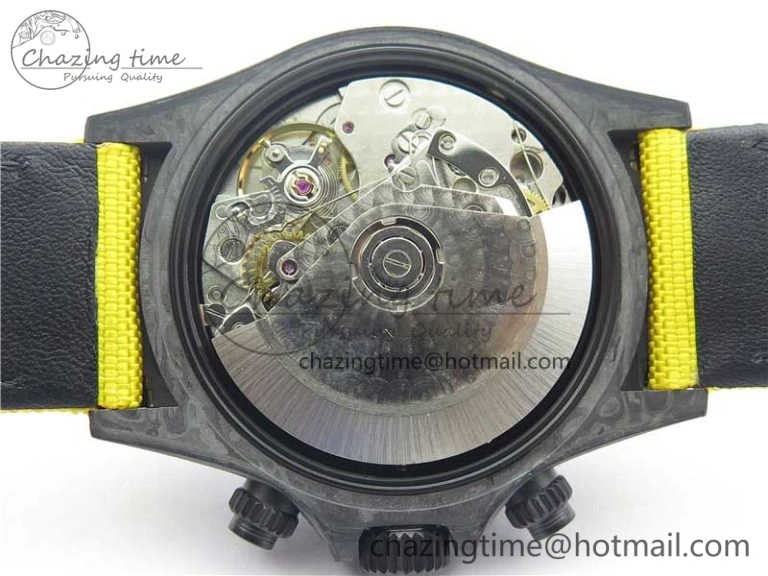 Daytona DIW Carbon Case and Bezel Black Yellow Dial on Yellow Nylon Strap A7750
