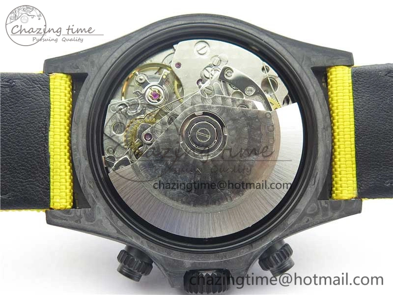 Daytona DIW Carbon Case and Bezel Black Yellow Dial on Yellow Nylon Strap A7750