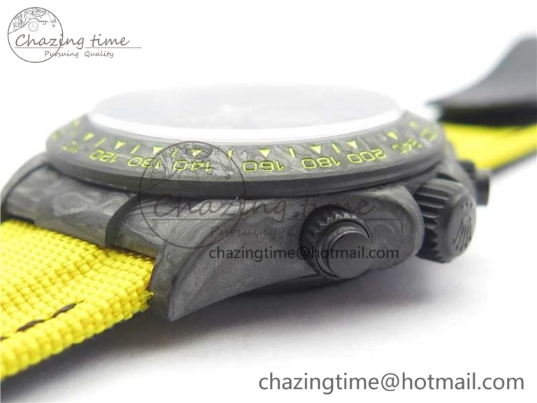 Daytona DIW Carbon Case and Bezel Black Yellow Dial on Yellow Nylon Strap A7750