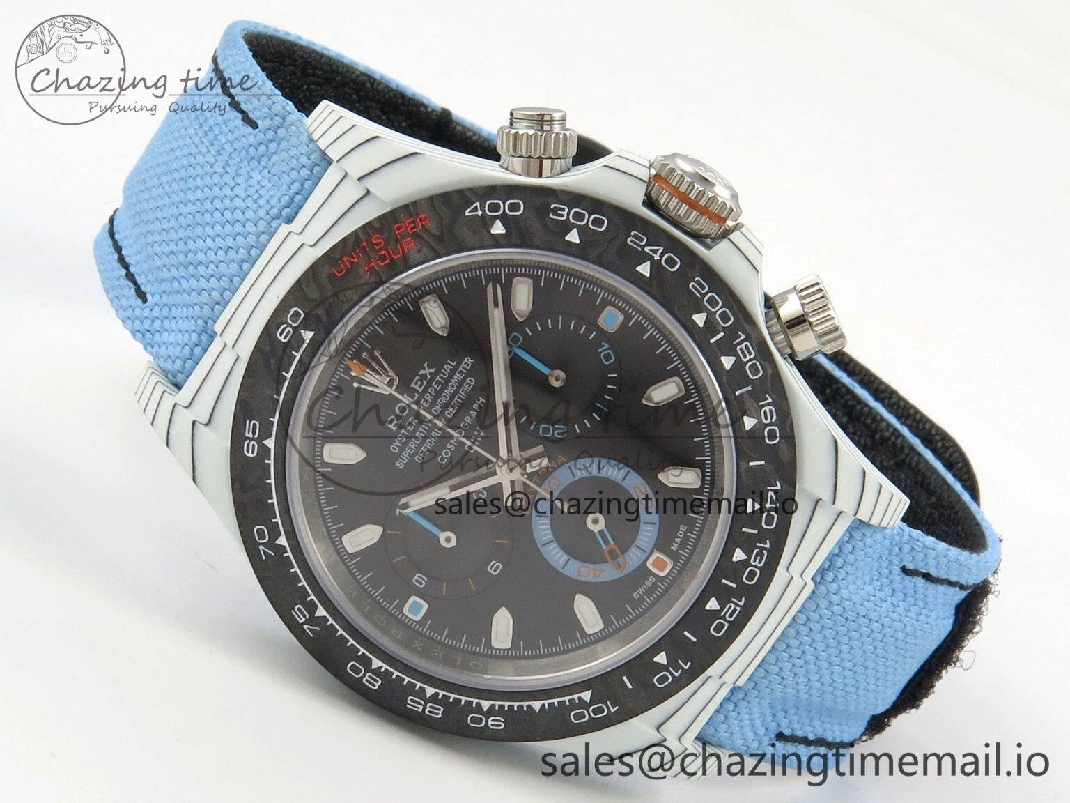 Daytona DIW Carbon Case and Bezel DIWF Edition Black Dial on Blue Nylon Strap A7750
