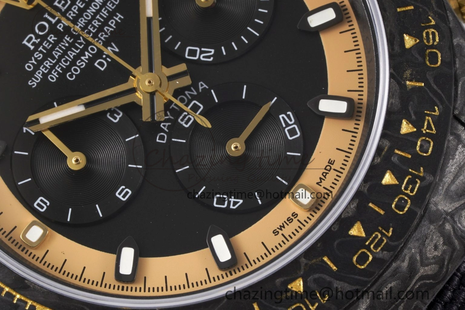Daytona DIW Carbon Case and Bezel DIWF Edition Black Gold Dial on Black Nylon Strap A7750