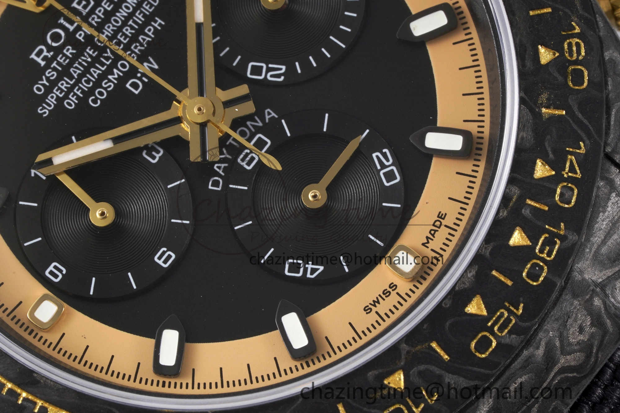Daytona DIW Carbon Case and Bezel DIWF Edition Black Gold Dial on Black Nylon Strap A7750