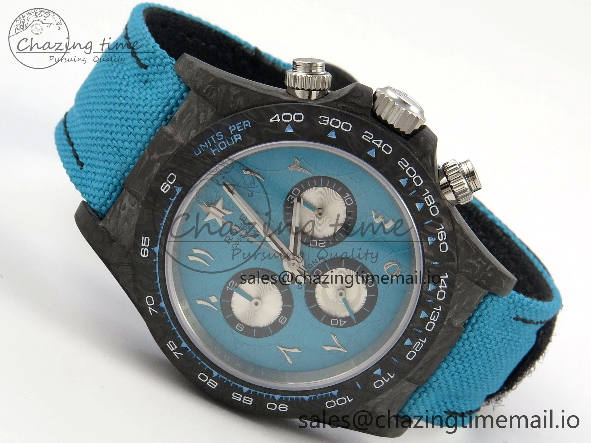 Daytona DIW Carbon Case and Bezel DIWF Edition Blue Dial on Blue Nylon Strap A7750