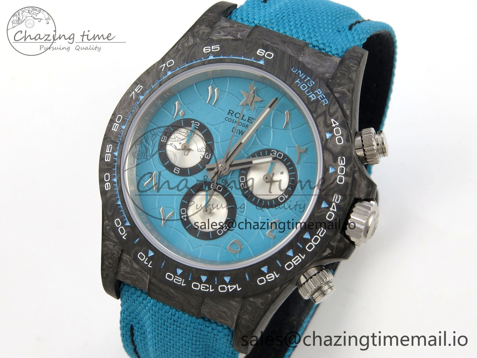 Daytona DIW Carbon Case and Bezel DIWF Edition Blue Dial on Blue Nylon Strap A7750