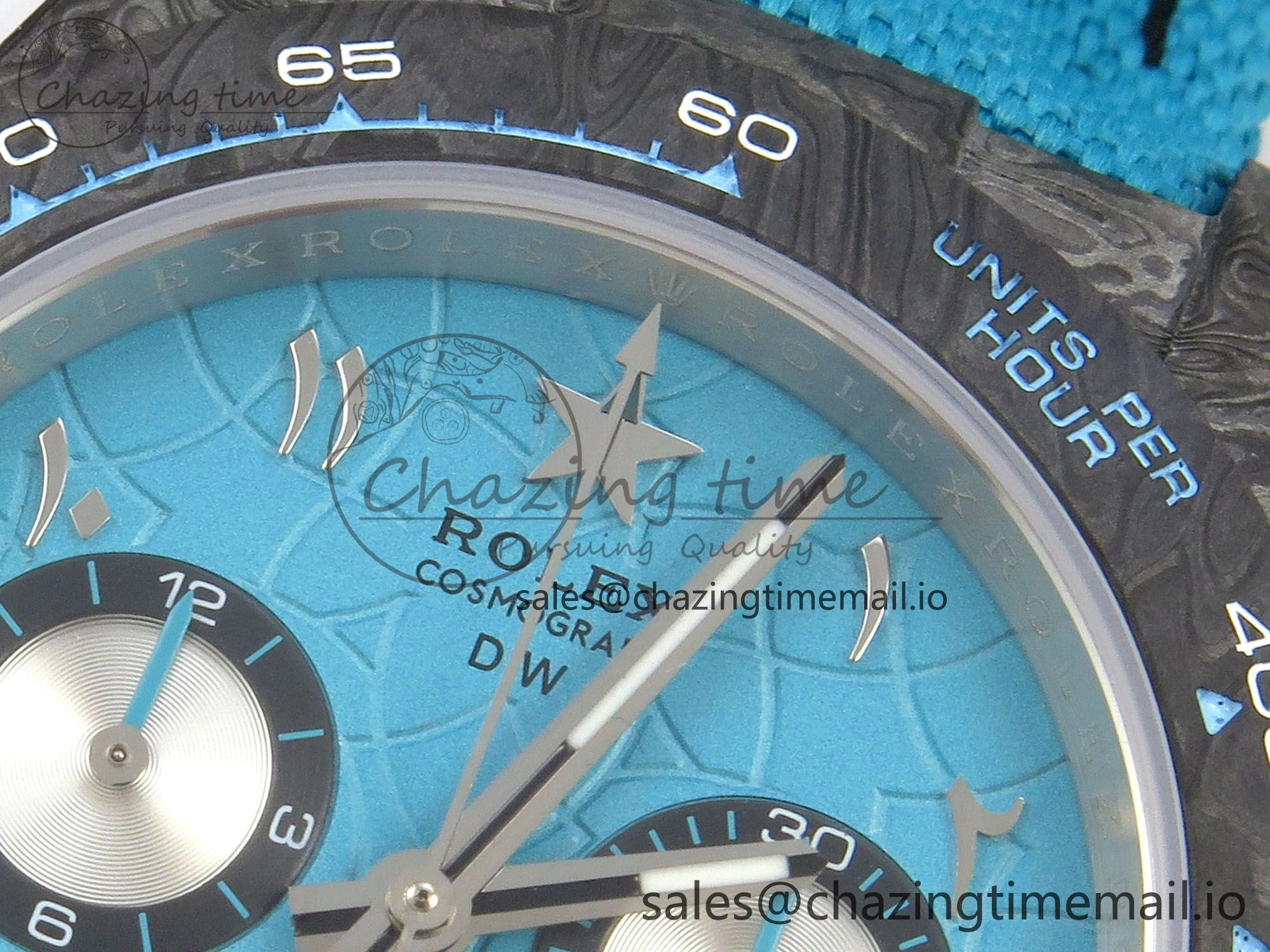 Daytona DIW Carbon Case and Bezel DIWF Edition Blue Dial on Blue Nylon Strap A7750