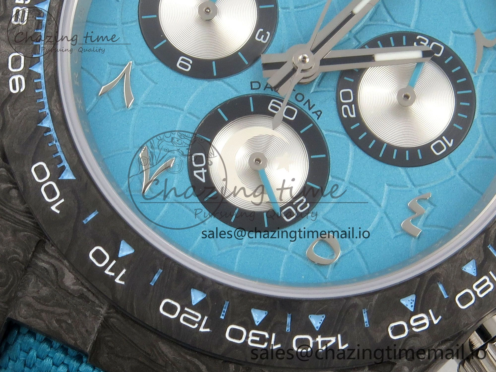 Daytona DIW Carbon Case and Bezel DIWF Edition Blue Dial on Blue Nylon Strap A7750