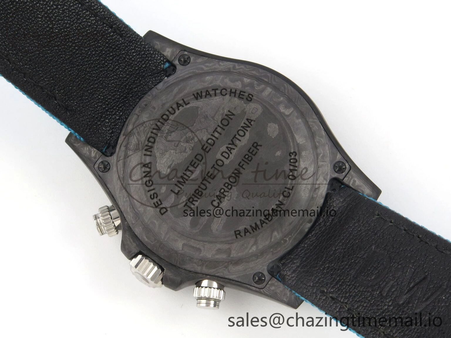 Daytona DIW Carbon Case and Bezel DIWF Edition Blue Dial on Blue Nylon Strap A7750