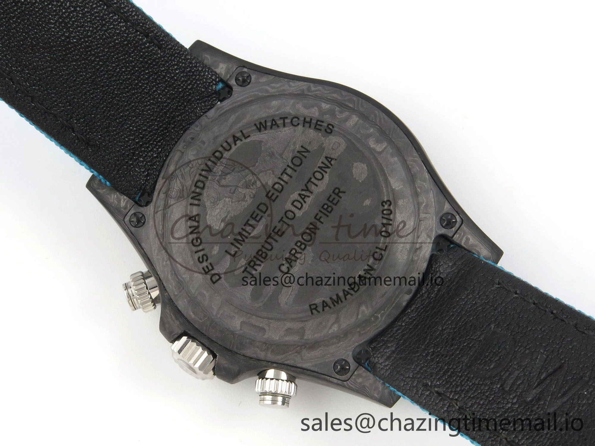 Daytona DIW Carbon Case and Bezel DIWF Edition Blue Dial on Blue Nylon Strap A7750