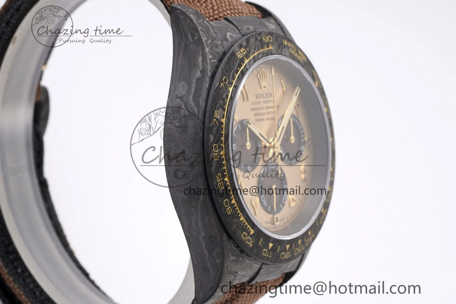 Daytona DIW Carbon Case and Bezel DIWF Edition Brown Arabic Dial on Brown Nylon Strap A7750