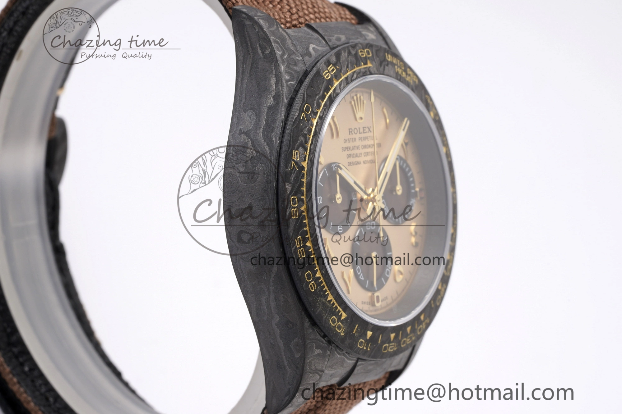 Daytona DIW Carbon Case and Bezel DIWF Edition Brown Arabic Dial on Brown Nylon Strap A7750