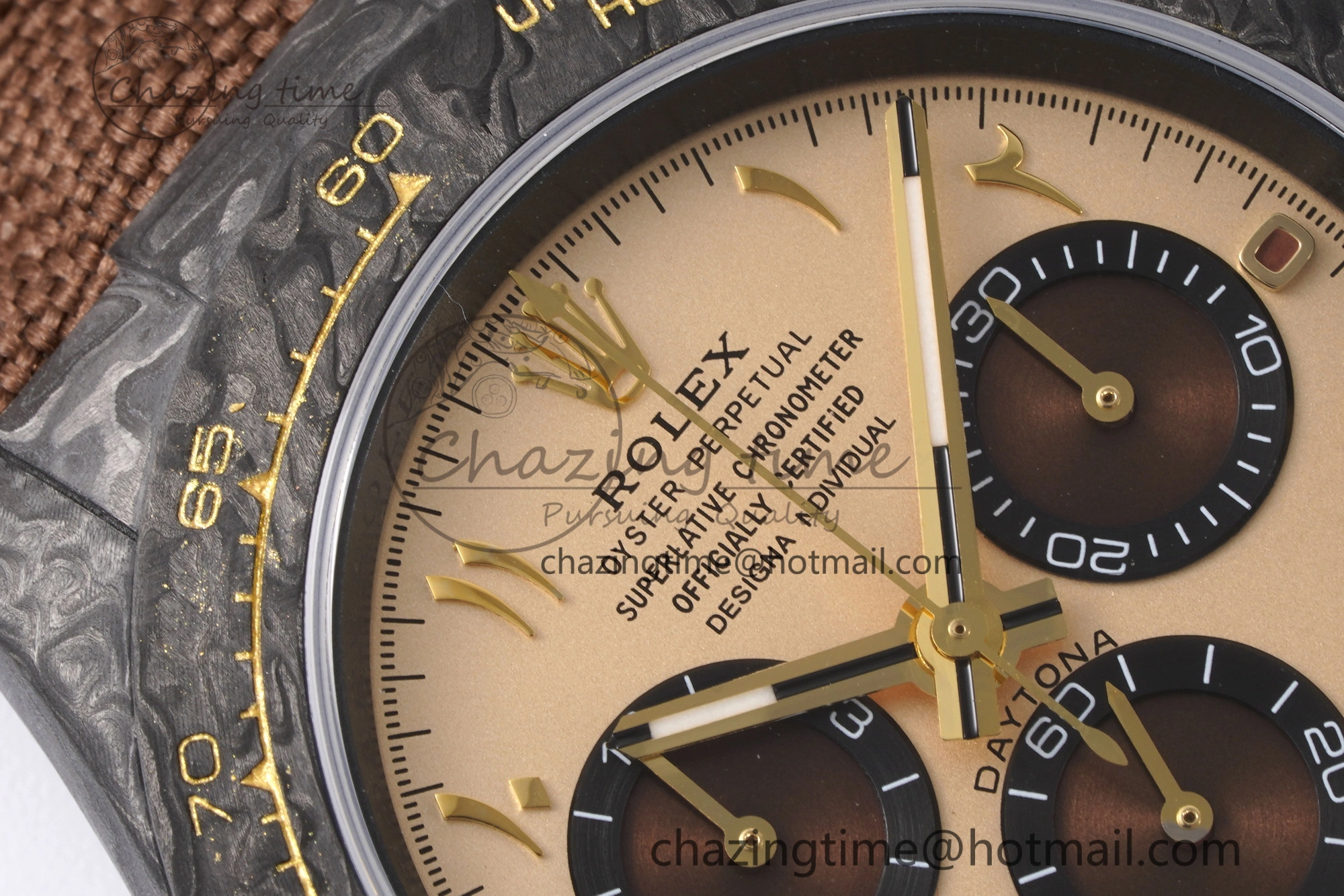 Daytona DIW Carbon Case and Bezel DIWF Edition Brown Arabic Dial on Brown Nylon Strap A7750