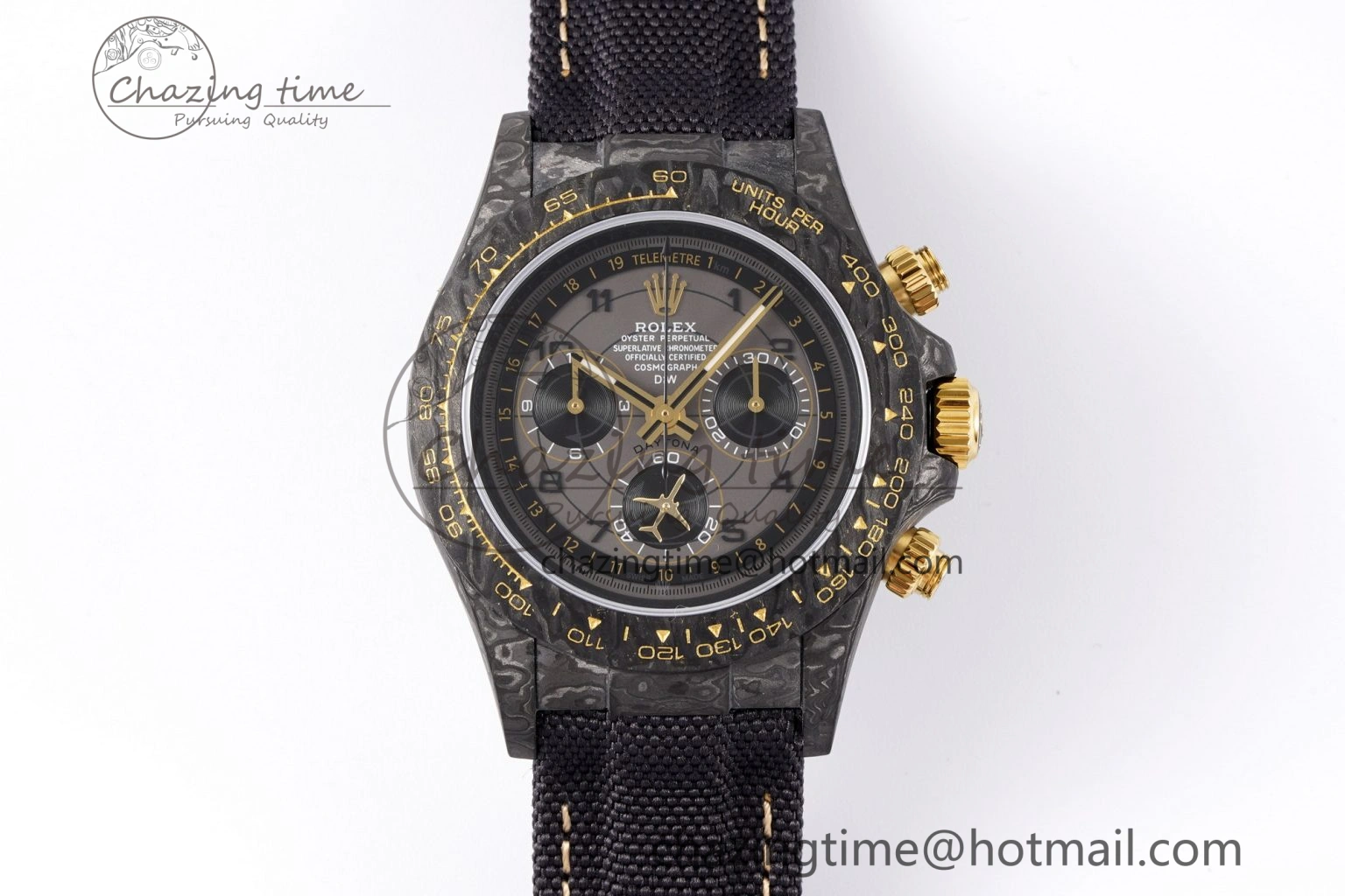 Daytona DIW Carbon Case and Bezel DIWF Edition Gray Plane Dial on Black Nylon Strap A7750