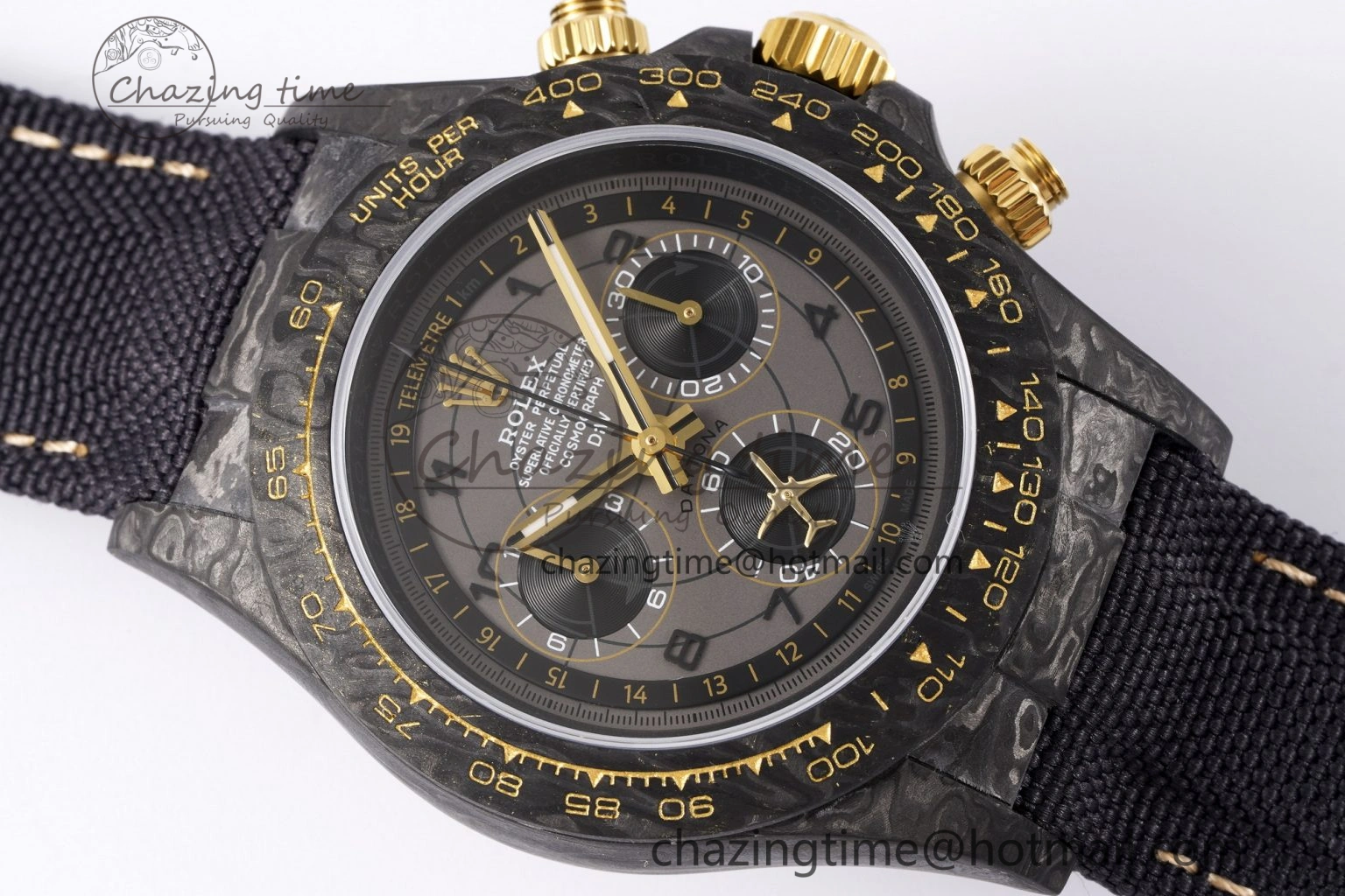 Daytona DIW Carbon Case and Bezel DIWF Edition Gray Plane Dial on Black Nylon Strap A7750