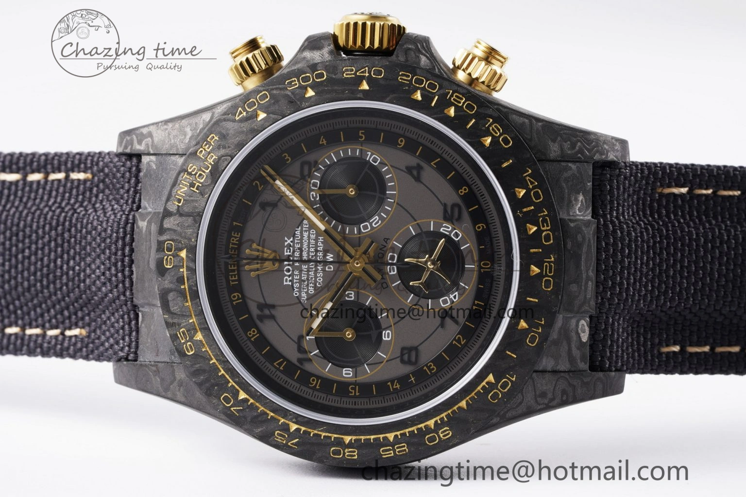 Daytona DIW Carbon Case and Bezel DIWF Edition Gray Plane Dial on Black Nylon Strap A7750