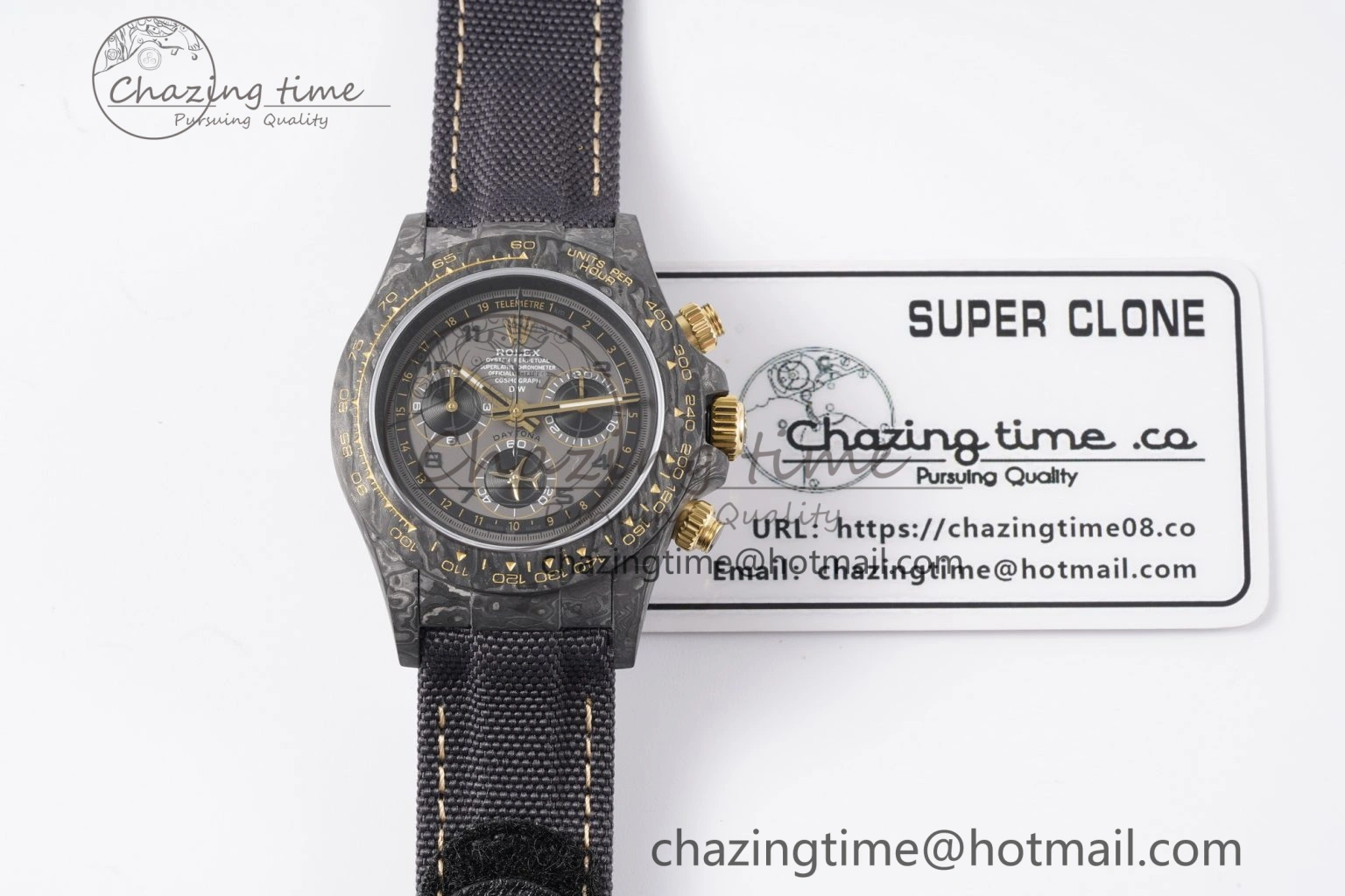 Daytona DIW Carbon Case and Bezel DIWF Edition Gray Plane Dial on Black Nylon Strap A7750