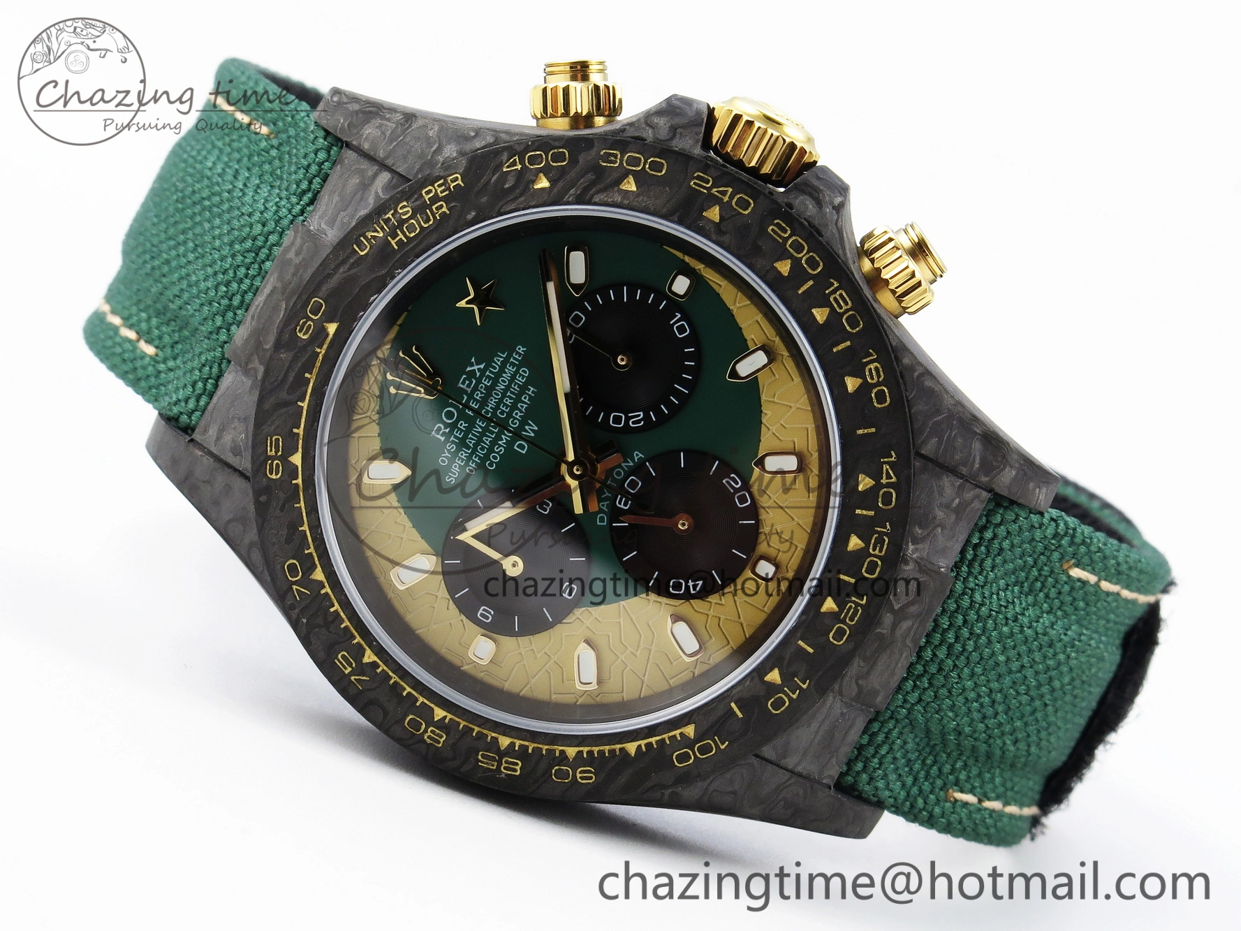 Daytona DIW Carbon Case and Bezel DIWF Edition Green YG Dial on Green Nylon Strap A7750