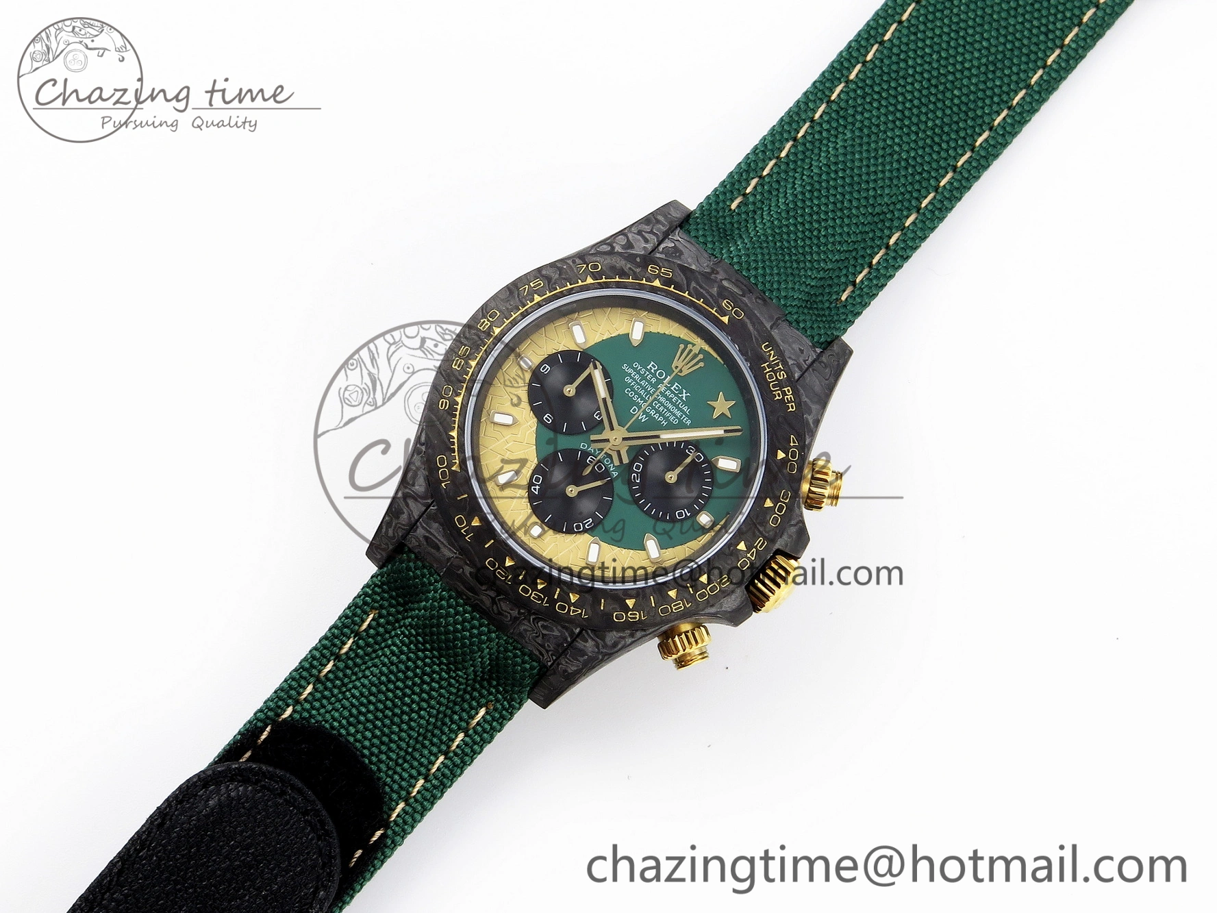 Daytona DIW Carbon Case and Bezel DIWF Edition Green YG Dial on Green Nylon Strap A7750