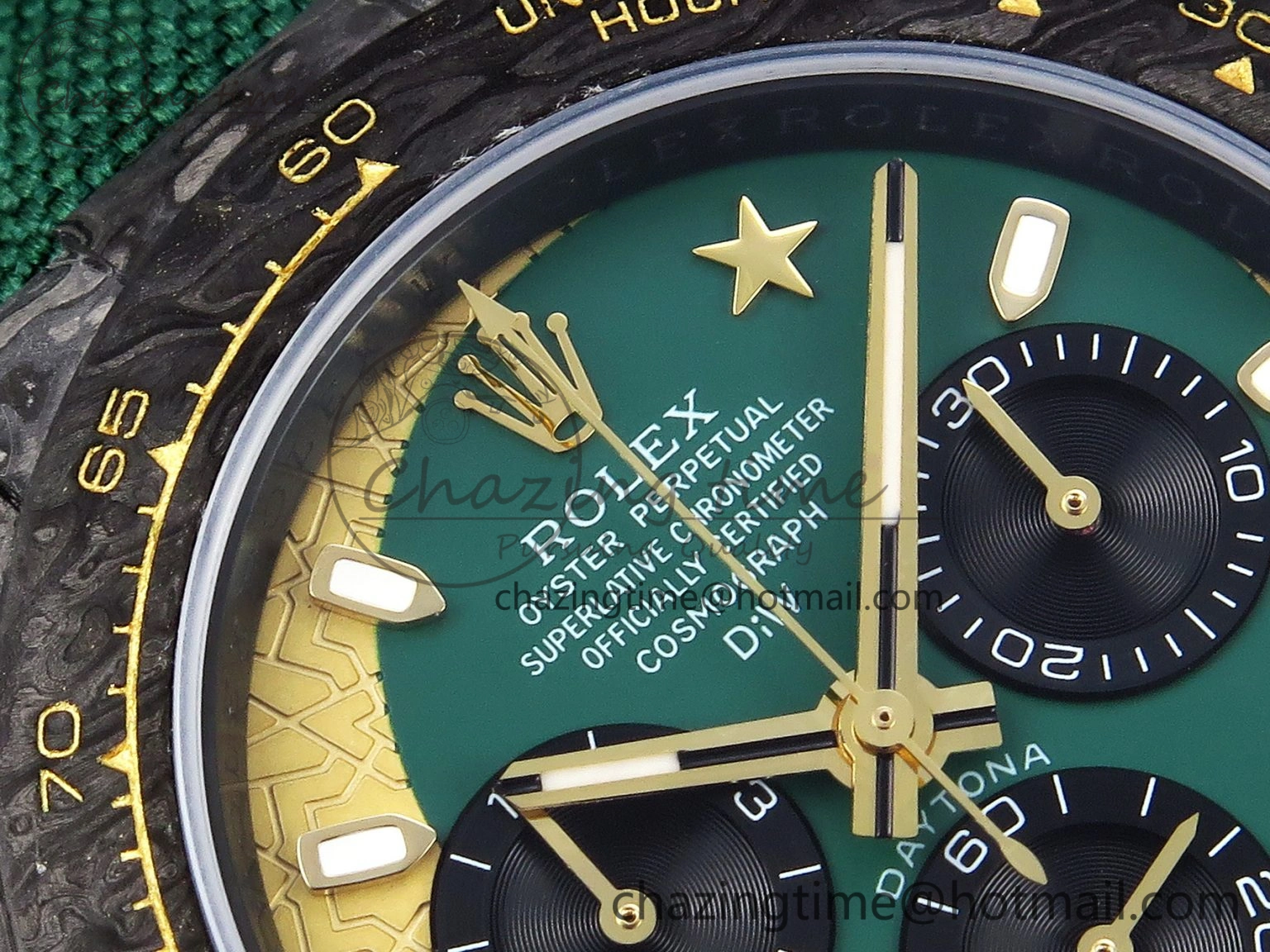 Daytona DIW Carbon Case and Bezel DIWF Edition Green YG Dial on Green Nylon Strap A7750