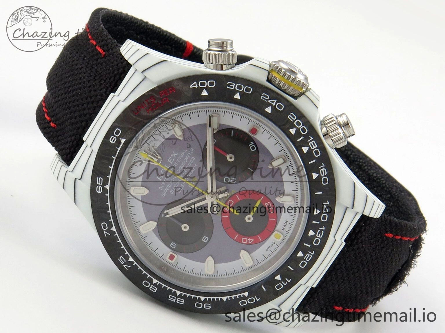 Daytona DIW Carbon Case and Bezel DIWF Edition Grey White Dial on Black Nylon Strap A7750