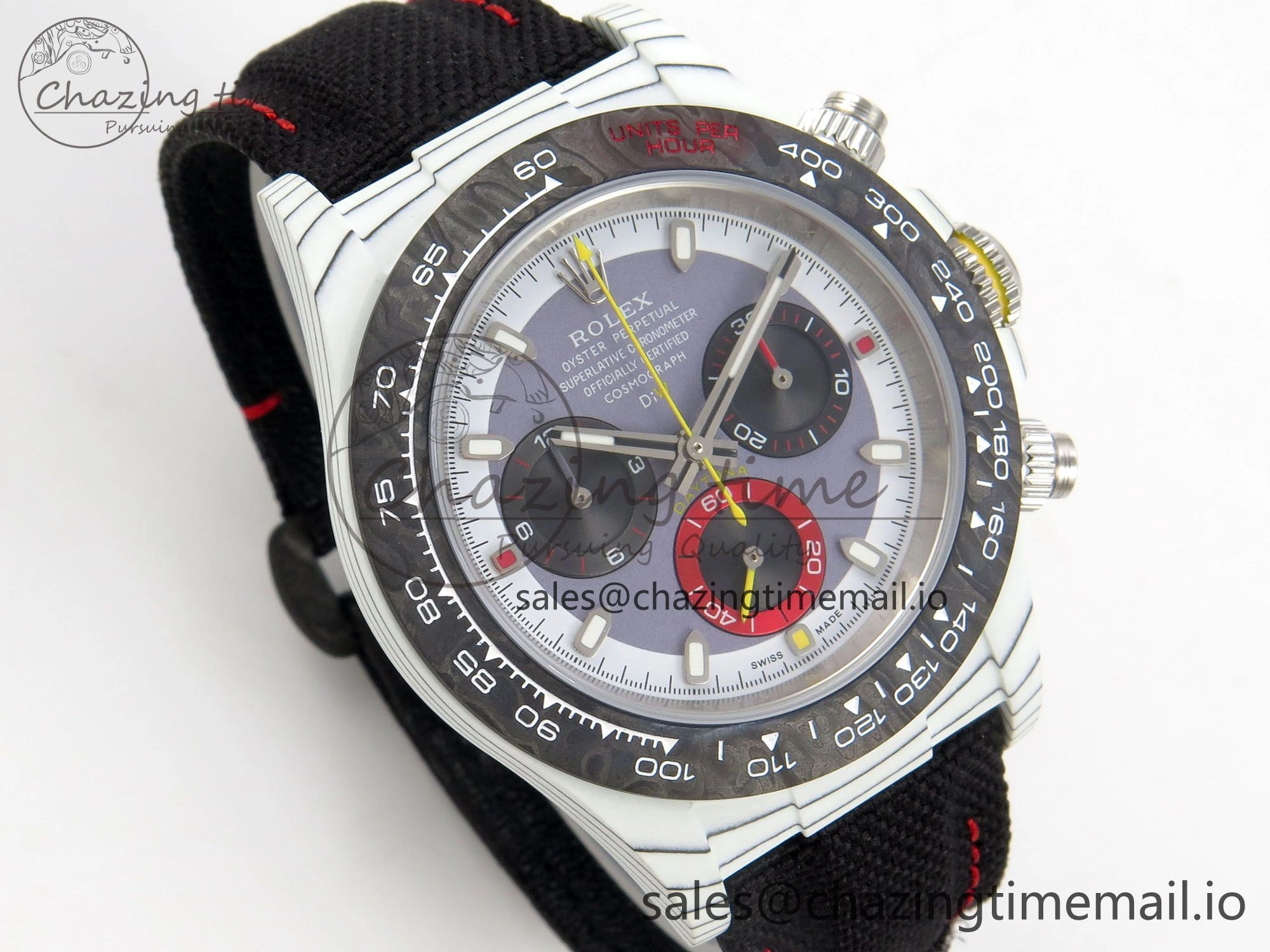 Daytona DIW Carbon Case and Bezel DIWF Edition Grey White Dial on Black Nylon Strap A7750