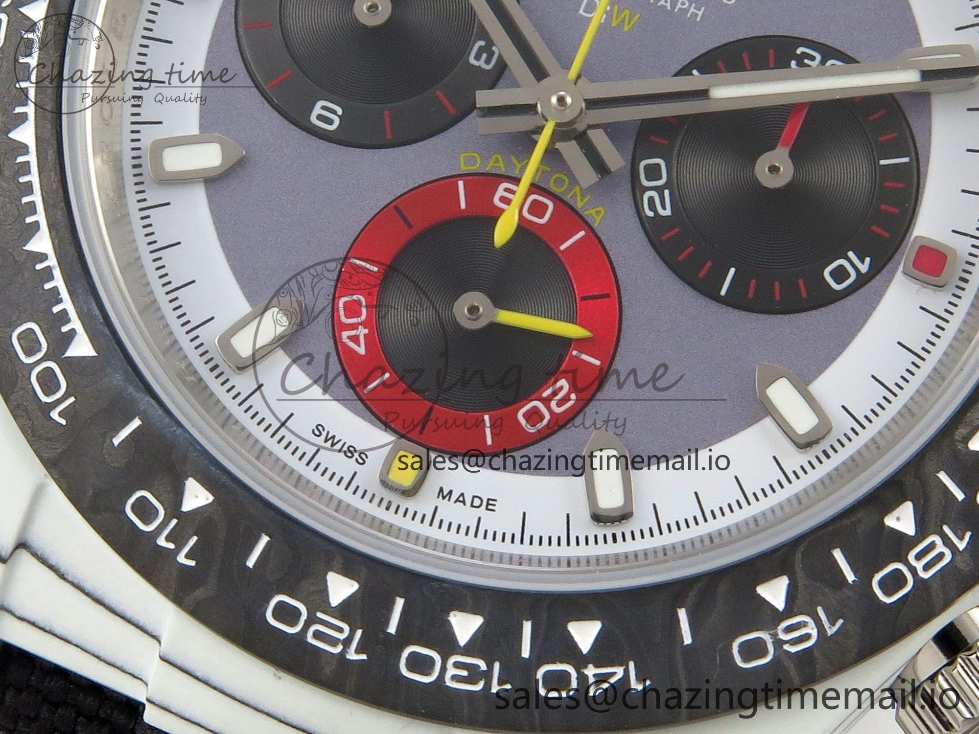 Daytona DIW Carbon Case and Bezel DIWF Edition Grey White Dial on Black Nylon Strap A7750