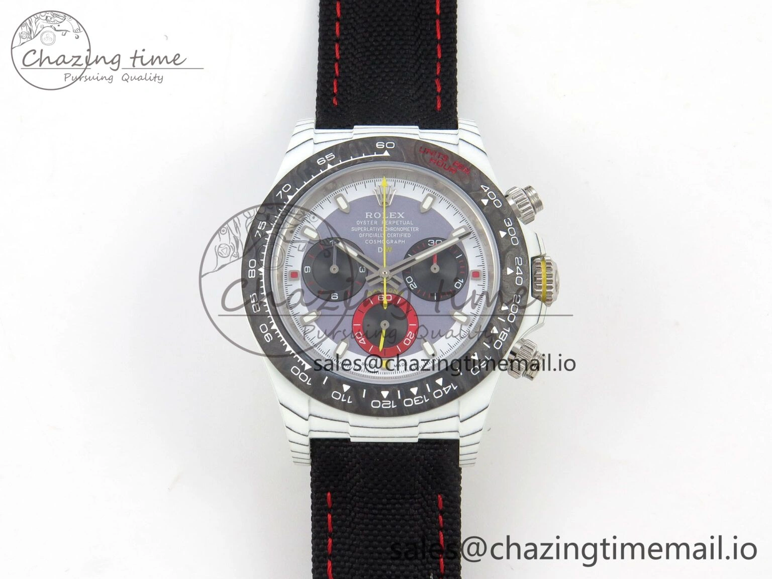 Daytona DIW Carbon Case and Bezel DIWF Edition Grey White Dial on Black Nylon Strap A7750
