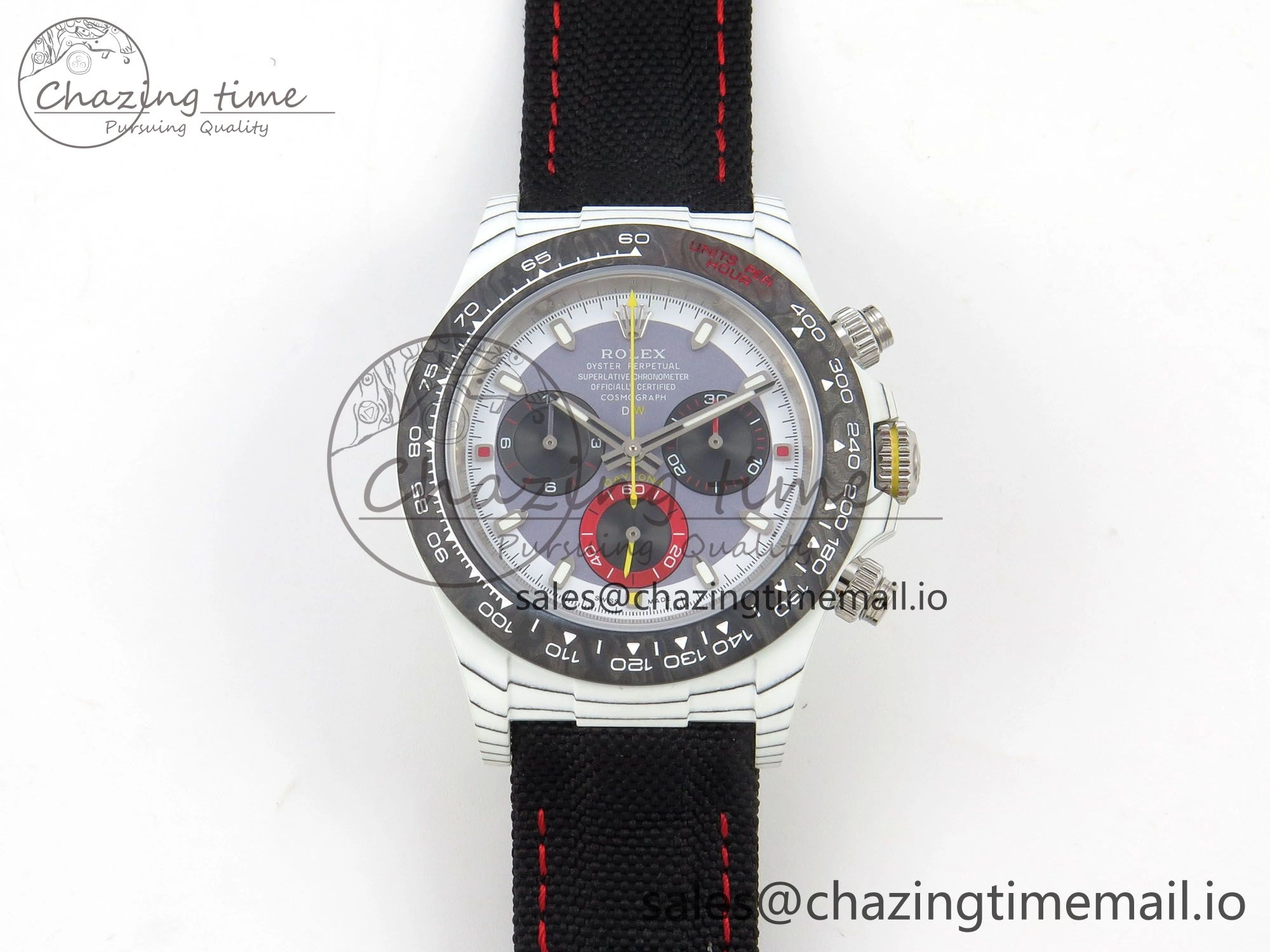 Daytona DIW Carbon Case and Bezel DIWF Edition Grey White Dial on Black Nylon Strap A7750