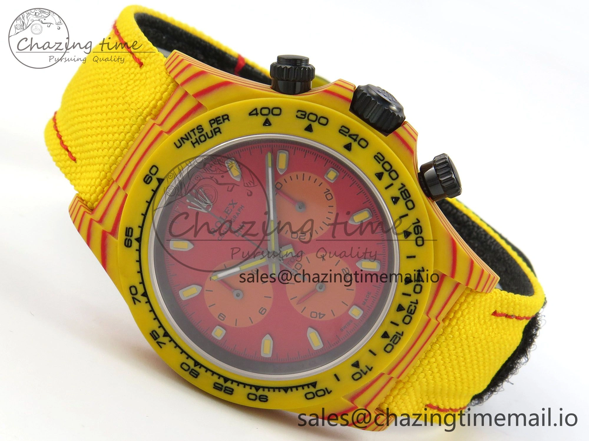 Daytona DIW Carbon Case and Bezel DIWF Edition Red Dial on Yellow Nylon Strap A7750