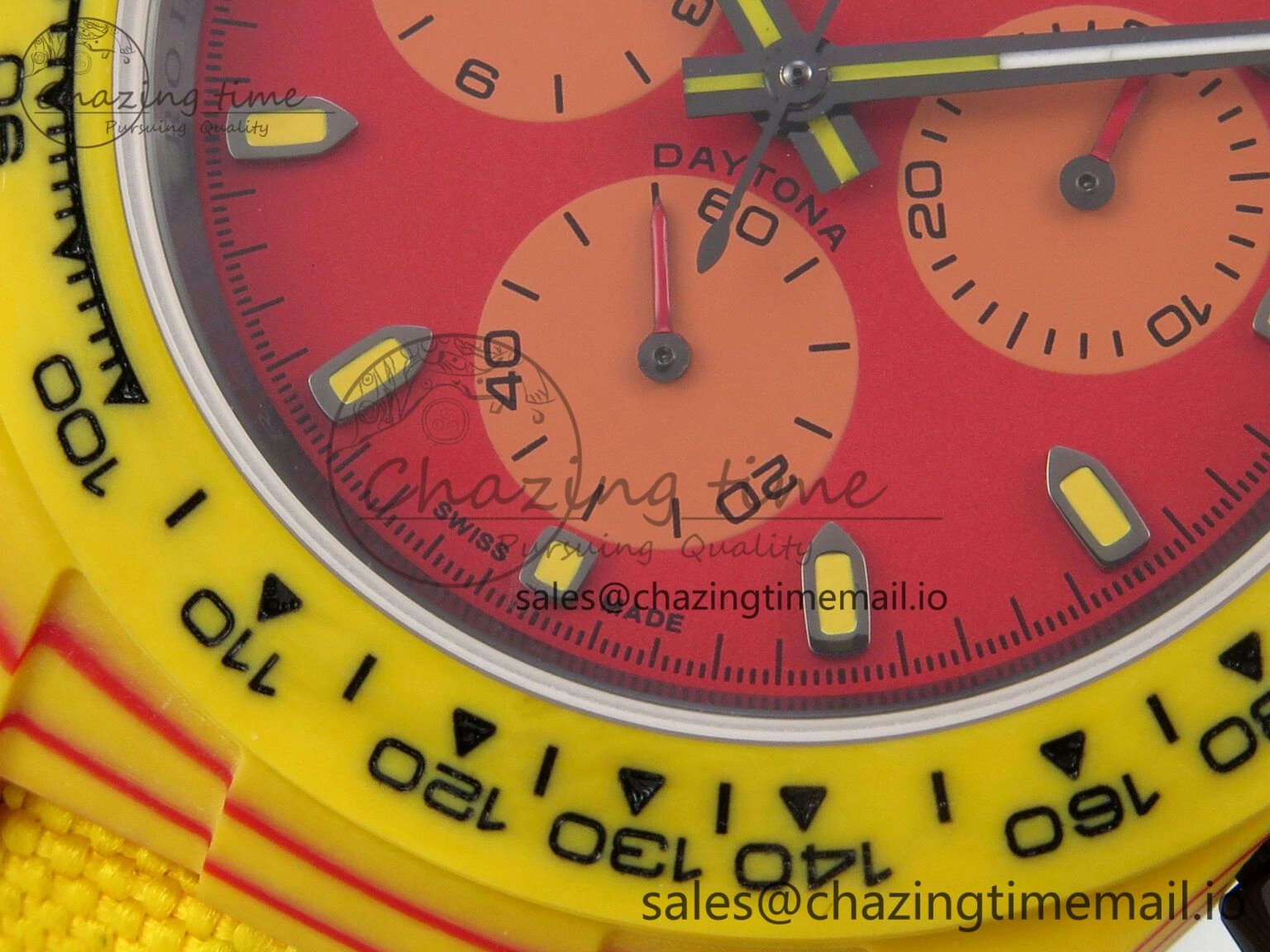 Daytona DIW Carbon Case and Bezel DIWF Edition Red Dial on Yellow Nylon Strap A7750