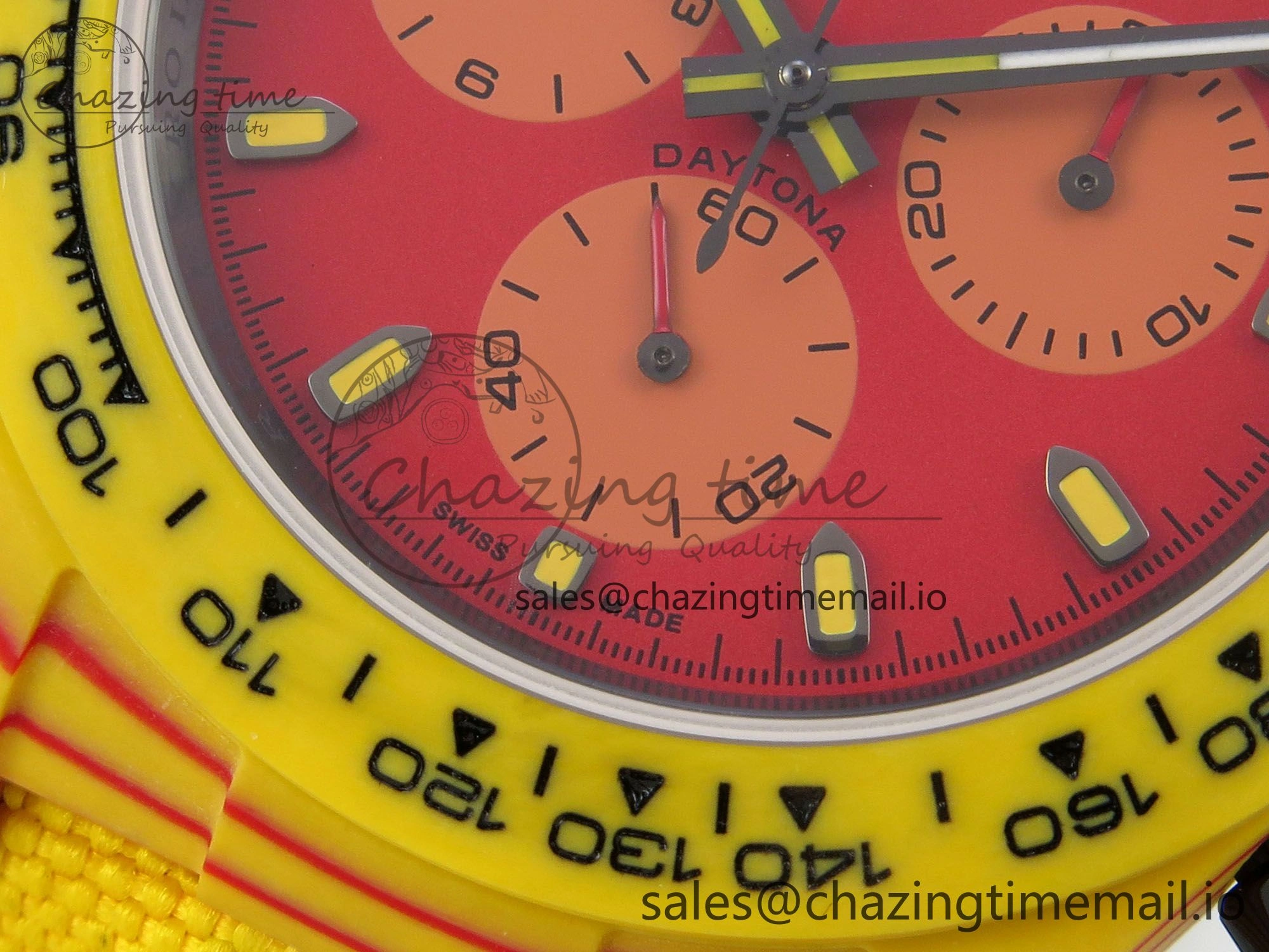 Daytona DIW Carbon Case and Bezel DIWF Edition Red Dial on Yellow Nylon Strap A7750
