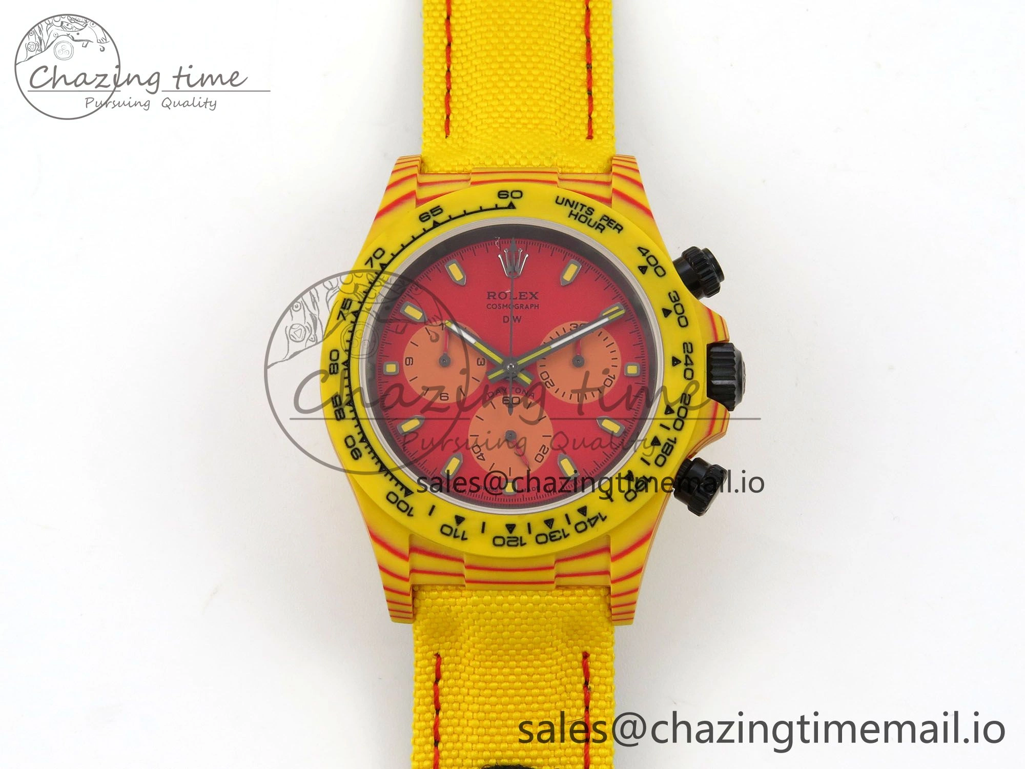 Daytona DIW Carbon Case and Bezel DIWF Edition Red Dial on Yellow Nylon Strap A7750