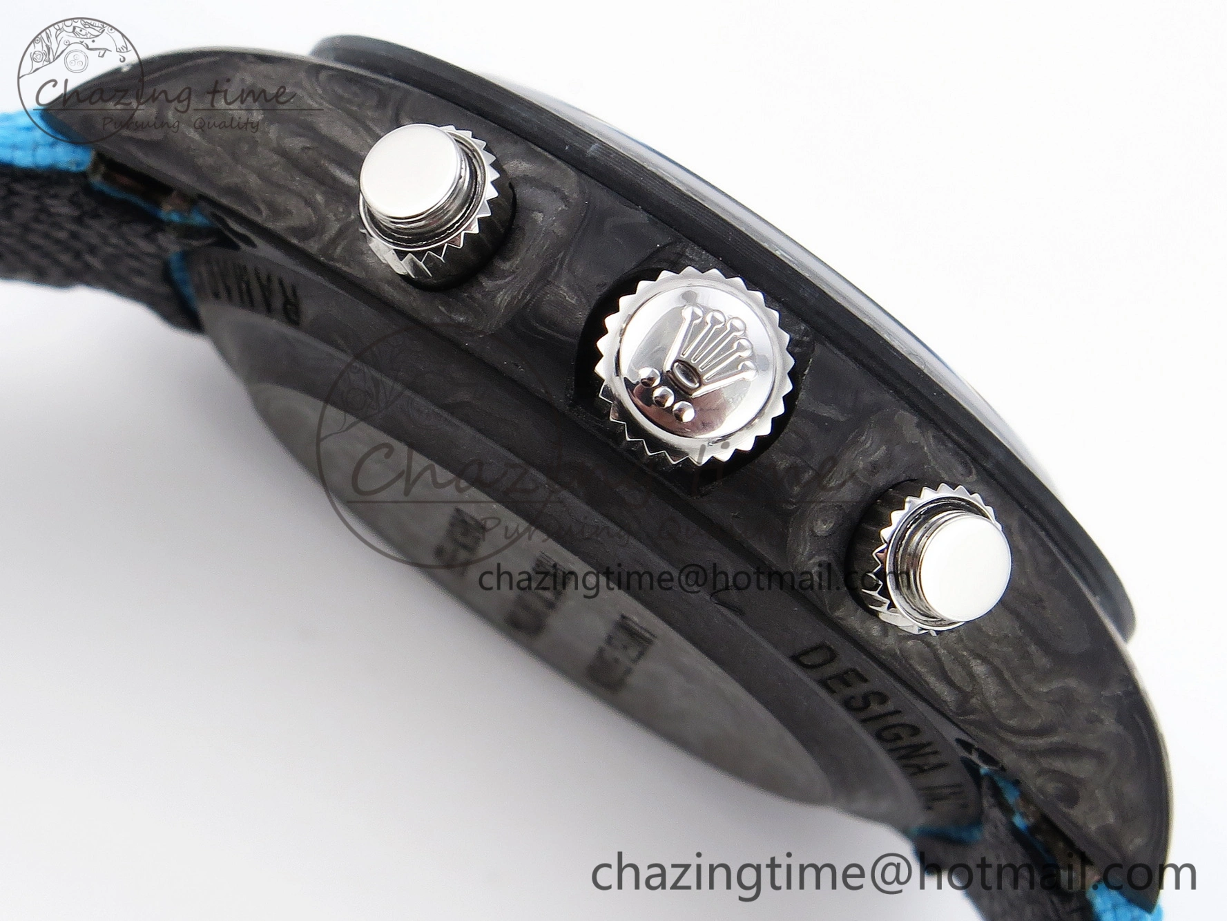Daytona DIW Carbon Case and Bezel DIWF Edition White Blue Dial on Blue Nylon Strap A7750